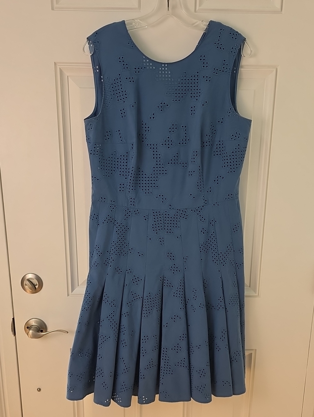 Akris Punto 2 Piece Perforated Light Blue Pleated Dress.  Size 10